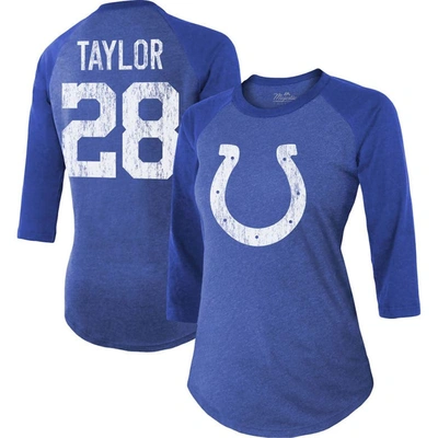 Majestic Threads Jonathan Taylor Royal Indianapolis Colts Player Name & Number Raglan Tri-blend 3/4-