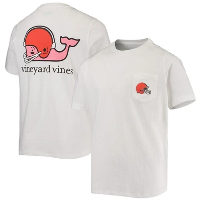 Vineyard Vines Kids' Youth  White Cleveland Browns Whale Helmet Pocket T-shirt