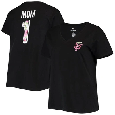 Profile Women's Black San Francisco Giants Plus Size #1 Mom 2-hit V-neck T-shirt