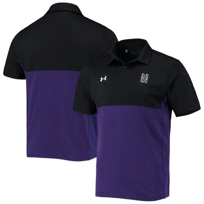 Under Armour Men's  Black, Purple Northwestern Wildcats 2022 Blocked Coaches Performance Polo Shirt In Black,purple