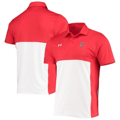 Under Armour Men's  Red, White Texas Tech Red Raiders 2022 Blocked Coaches Performance Polo Shirt In Red,white