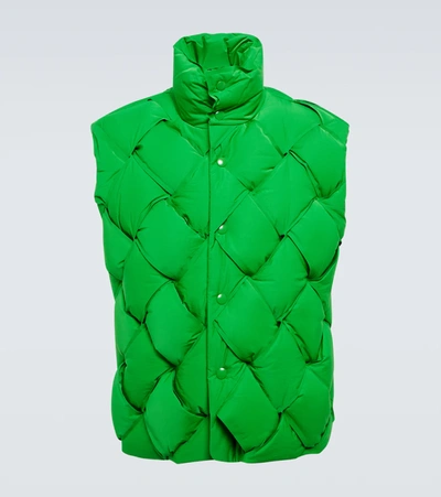 Bottega Veneta Intrecciato Tech Sleeveless Jacket In Green