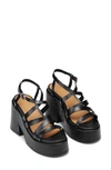 Ganni Women's Leather Platform Wedge Sandals In Black