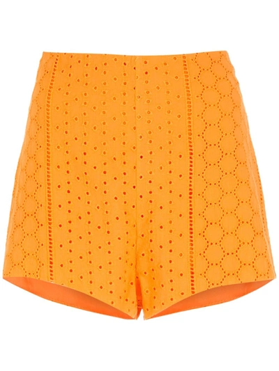 Martha Medeiros Bia Broderie-anglaise High-waisted Shorts In Orange