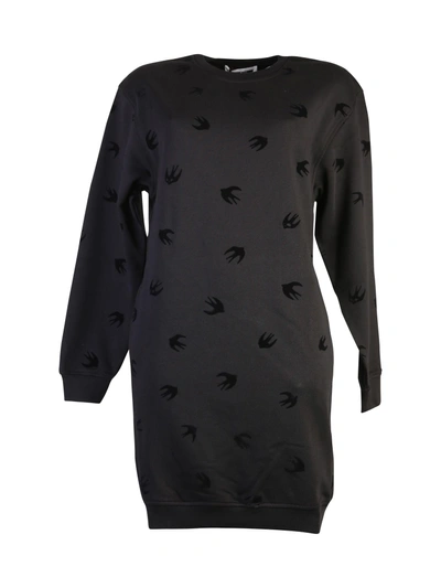 Mcq By Alexander Mcqueen Cotton Blend Sweatshirt Dress With Velvet Swallows