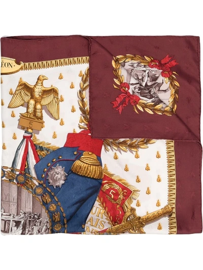 Pre-owned Hermes 1963  Napoléon Silk Scarf In Red
