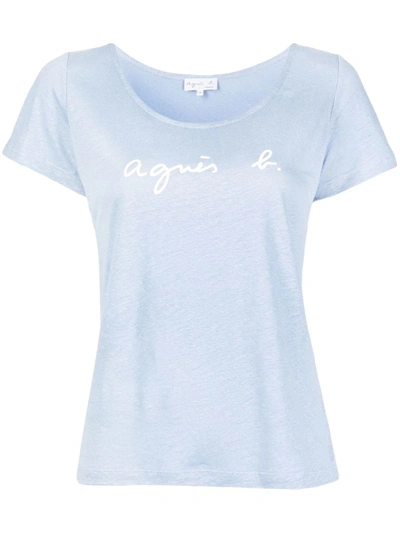 Agnès B. Tasmanie Logo-print Linen T-shirt In 蓝色