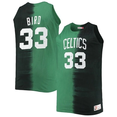 Mitchell & Ness Larry Bird Black/kelly Green Boston Celtics Big & Tall Profile Tie-dye Player Tank T In Black,kelly Green