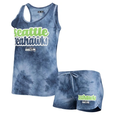 Concepts Sport Women's  College Navy Seattle Seahawks Billboard Tank Top And Shorts Set