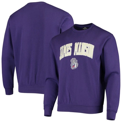 Colosseum Purple James Madison Dukes Arch & Logo Tackle Twill Pullover Sweatshirt