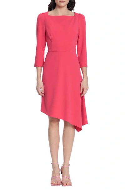 Donna Morgan For Maggy Asymmetric Hem Fit & Flare Dress In Raspberry