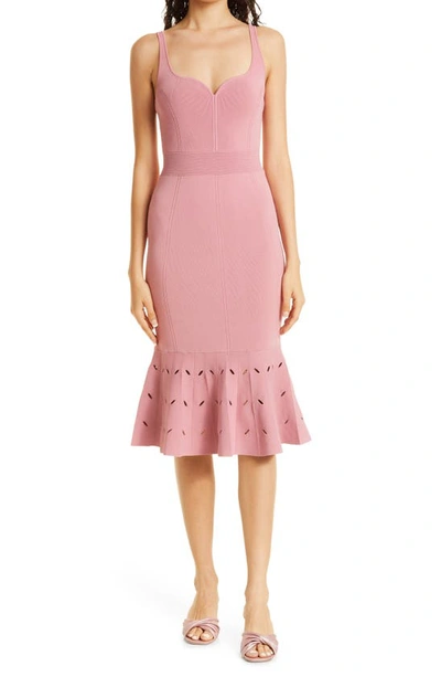 Ted Baker Emesta Needle Stitch Mermaid Hem Midi Dress In Mid Pink | ModeSens