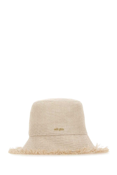 Cult Gaia Fine-knit Tassel Trim Bucket Hat In Cream