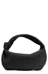 Bottega Veneta Bv Jodie Leather Hobo Bag In Nero/ Silver