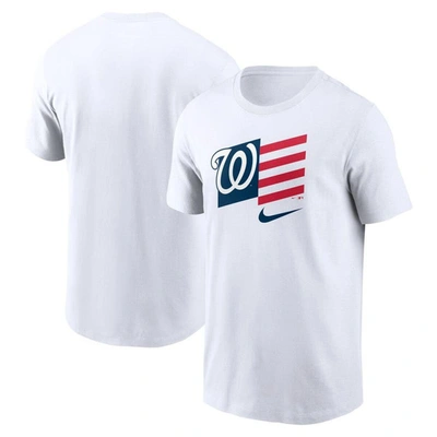 Nike White Washington Nationals Americana Flag T-shirt