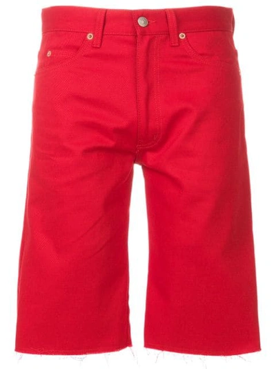 Gucci Bleach-washed Cotton Shorts In Red