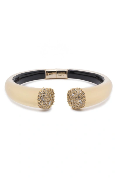 Alexis Bittar 10k Gold Plated Encrusted Pave Break Hinge Bangle Bracelet In Silver