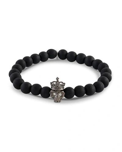 Tateossian Men's Wood Bead And Gunmetal Bracelet In Black