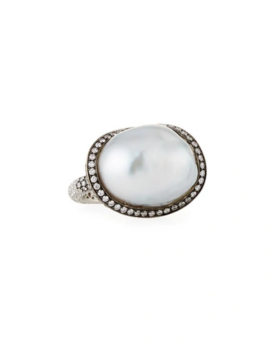 Assael Baroque Pearl & Diamond Ring Size 6.5