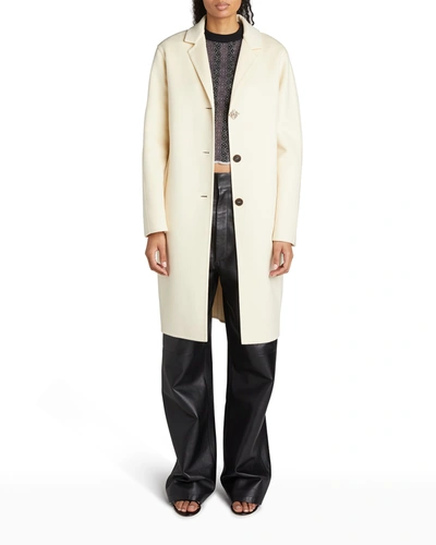 Loewe Milk White Wool And Cashmere Single-breasted Coat