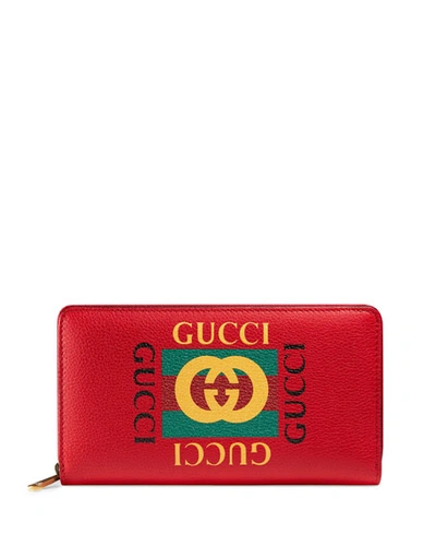 Gucci Logo Zip-around Wallet In Red