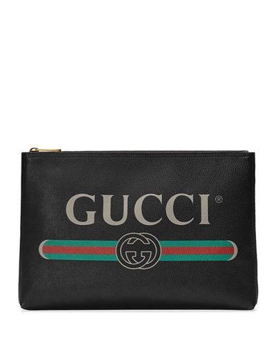 Gucci Men's Large Logo Pouch Bag In Black