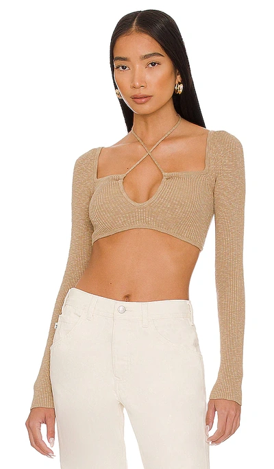 Lovers & Friends Maddix Halter Keyhole Top In Taupe