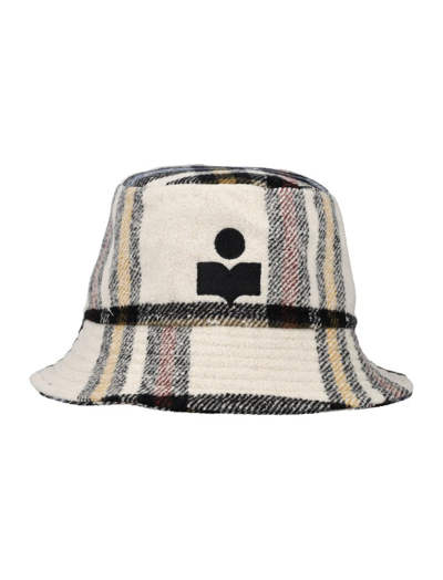 Isabel Marant Haley Checked Wool Bucket Hat In Blue