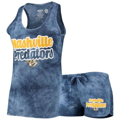 Concepts Sport Women's  Navy Nashville Predators Billboard Racerback Tank Top And Shorts Set