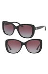 Tory Burch 53mm Polarized Rectangle Sunglasses - Black Silver In Violet