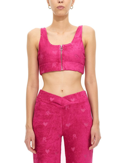Rotate Birger Christensen Rotate Zipped Cropped Top In Pink