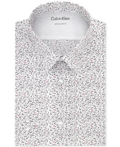 Calvin Klein X Men's Extra-slim Fit Thermal Stretch Performance Black Print Dress Shirt In Licorice