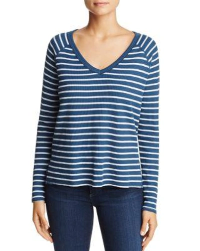Three Dots Stripe Thermal Top In Rich Teal