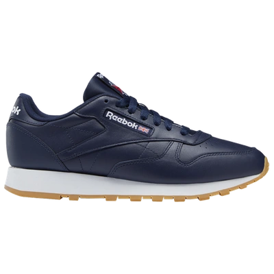 Reebok Classic Leather Casual Shoes In Vector Navy/ftwr White/ Rubber Gum