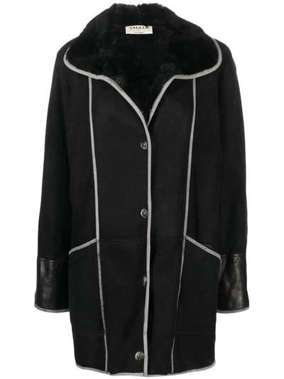 Pre-owned A.n.g.e.l.o. Vintage Cult 1980s Single-breasted Shearling Coat In Black