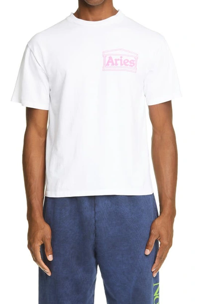 Aries Temple Logo Graphic Cotton Tee In White