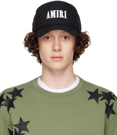 Amiri Logo-embroidered Cotton-canvas And Mesh Trucker Hat In Black