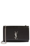Saint Laurent Medium Kate Leather Wallet On A Chain In Nero