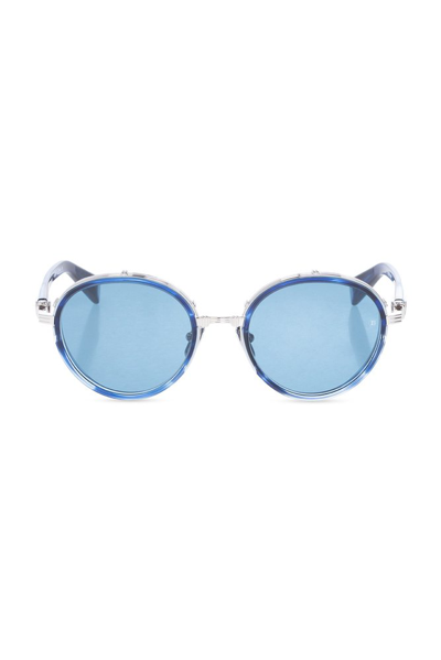 Balmain Croissy Round Acetate & Titanium Sunglasses In Blue