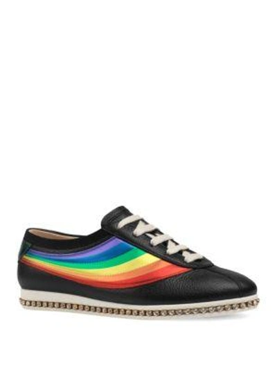 Gucci Falacer Sneakers With Rainbow In Black