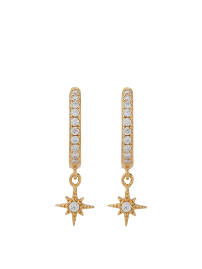 Astrid & Miyu Crystal Star 18ct Yellow Gold-plated Recycled Sterling Silver And Cubic Zirconia Hoop Earrings