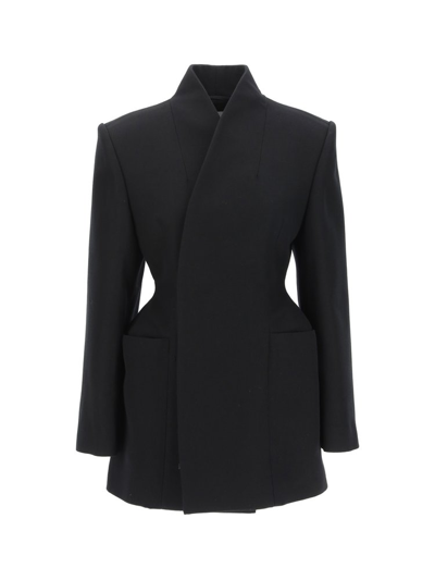 Balenciaga Minimal Hourglass Fitted Jacket In Black