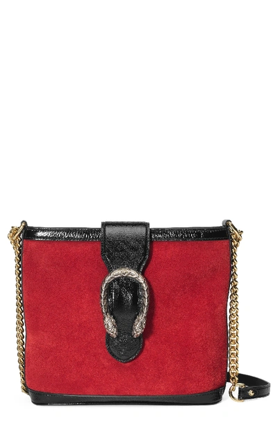 Gucci Medium Dionysus Suede Shoulder Bag In Hibiscus Red/ Nero