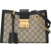 Gucci Padlock Small Gg Supreme Canvas Shoulder Bag In Black/brown