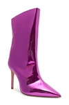 Schutz Ashlee Bright Violet Metallic Leather Snake Embossed High Heel Boots In Fucsia