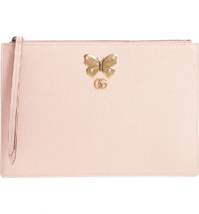 Gucci Linea Farfalla Leather Pouch - Pink In Perfect Pink