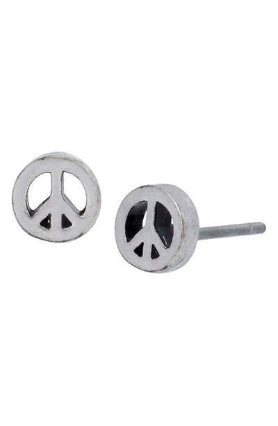 Allsaints Men's Peace Sign Stud Earrings In Sterling Silver