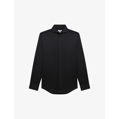 Reiss Storm Slim Fit Two Fold Twill Shirt In Black