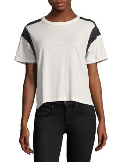 Rag & Bone Stripe Panel Short Sleeve T-shirt In Eggshell