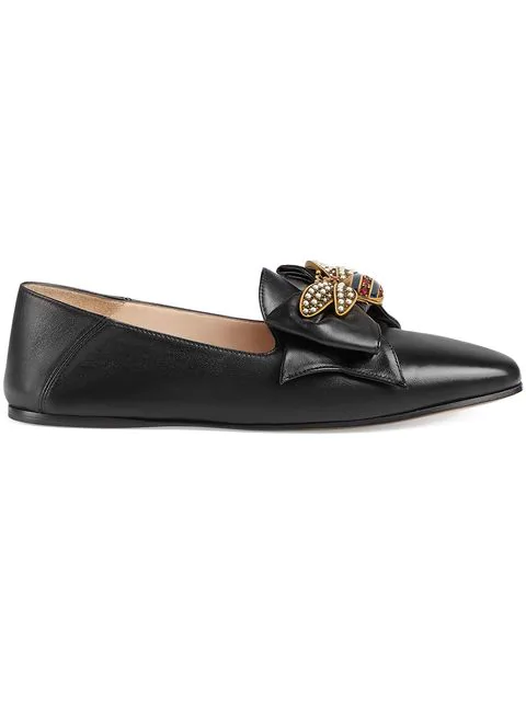 gucci leather ballet flat with bow